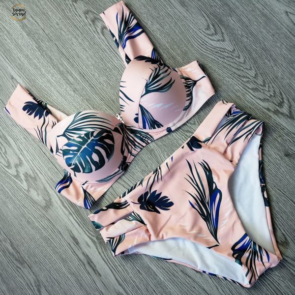 bikinis women swimsuit 2019 summer cut out bathing suits push up bikini print swimwear beach wear with underwire biquini, White;black