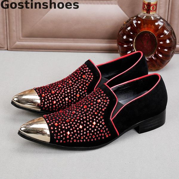 fashion men shoes black genuine leather red crystals decorated men casual leather loafers golden metal capped toe leisure shoes
fashion men shoes black genuine leather red crystals decorated men casual leather loafers golden metal capped toe leisure shoes