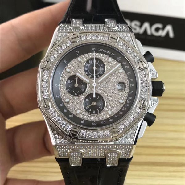 fashion luxury mens 42mm man quartz watches wristwatches black leather strap diamond mens male sports self-wind watches wristwatch, Slivery;brown
fashion luxury mens 42mm man quartz watches wristwatches black leather strap diamond mens male sports self-wind watches wristwatch, Slivery;brown