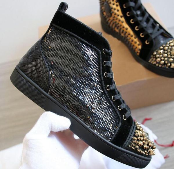 men black-gold high cut orlato sneakers pik pik spikes red bottom outdoor party wedding flats beautiful comfortable leisure flats 35-47
men black-gold high cut orlato sneakers pik pik spikes red bottom outdoor party wedding flats beautiful comfortable leisure flats 35-47