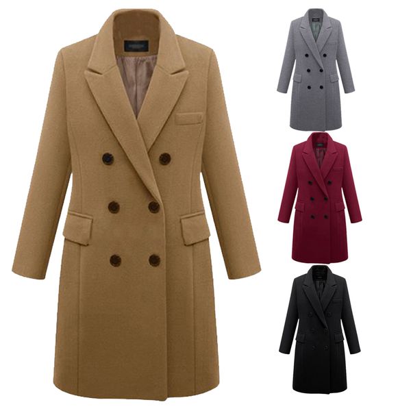 wipalo autumn winter plus size xl-6xl women lapel warm coat double breasted long wool pea coat casual solid slim jacket 2019 new, Black;brown
wipalo autumn winter plus size xl-6xl women lapel warm coat double breasted long wool pea coat casual solid slim jacket 2019 new, Black;brown