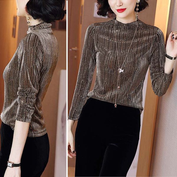 blouse women sparkling slim blouse temperament stretch slim bottoming shirt striped long-sleeved, White
blouse women sparkling slim blouse temperament stretch slim bottoming shirt striped long-sleeved, White