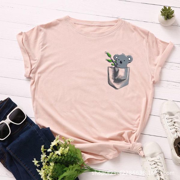 women's t-shirt women cute koala print funny shirt graphic tees short sleeve plus size cotton t shirts streetwear oversized clothes, White
women's t-shirt women cute koala print funny shirt graphic tees short sleeve plus size cotton t shirts streetwear oversized clothes, White