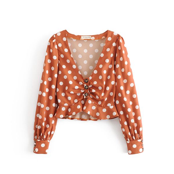 cs889 new fashion polka dot print deep v neck pleated blouse women chic summer, White
cs889 new fashion polka dot print deep v neck pleated blouse women chic summer, White