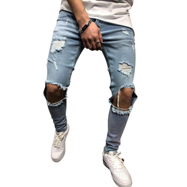 men's jeans new hole slim trousers male denim jeans trousers for mens slim fit pants ripped pants new skinny biker straight hip, Blue
men's jeans new hole slim trousers male denim jeans trousers for mens slim fit pants ripped pants new skinny biker straight hip, Blue