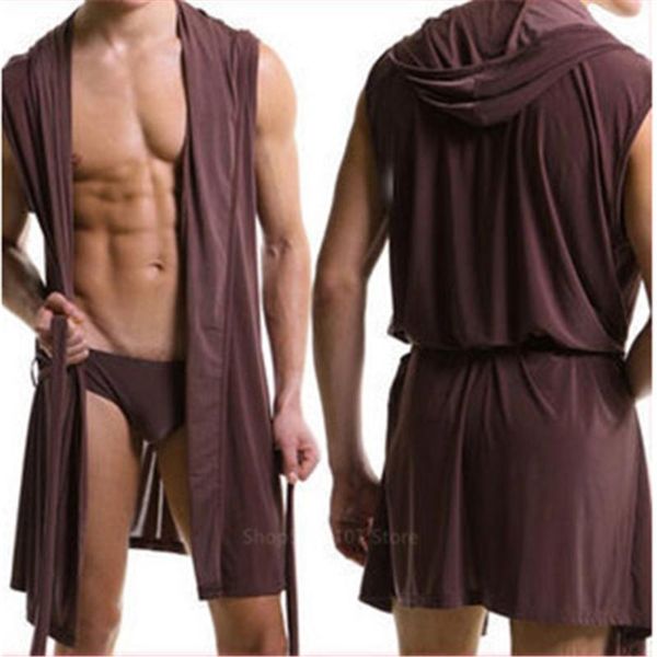 men's bathrobe kimono sleepwear male sleeveless thin hooded homewear wearman silk pajamas night gown bath robes for men clothing, Black;brown
men's bathrobe kimono sleepwear male sleeveless thin hooded homewear wearman silk pajamas night gown bath robes for men clothing, Black;brown
