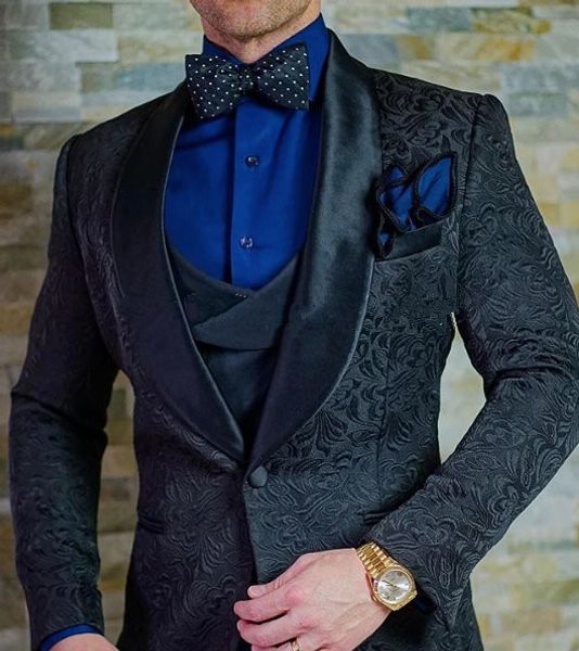 men suits black pattern groom tuxedos shawl satin lapel groomsmen wedding man ( jacket+pants+vest+tie ) l422, Black;gray
men suits black pattern groom tuxedos shawl satin lapel groomsmen wedding man ( jacket+pants+vest+tie ) l422, Black;gray