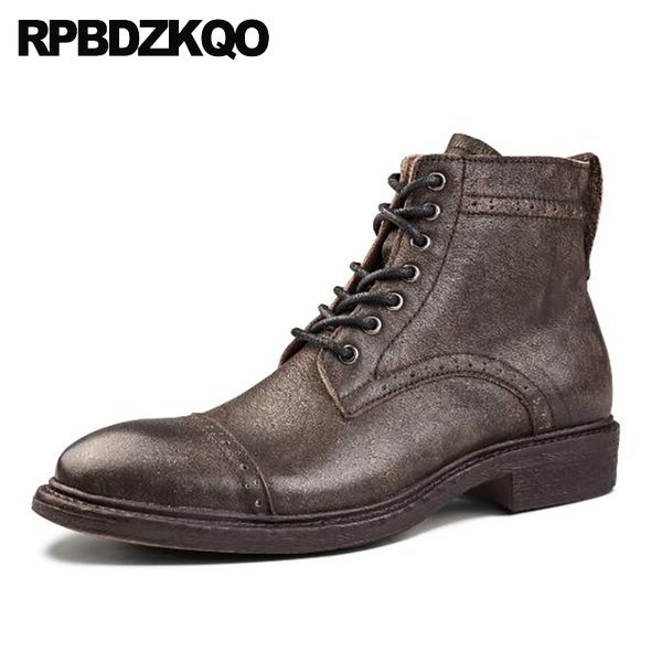 ankle dress genuine leather brogue full grain boots army formal wedding business combat men shoes oxford brown lace up, Black
ankle dress genuine leather brogue full grain boots army formal wedding business combat men shoes oxford brown lace up, Black