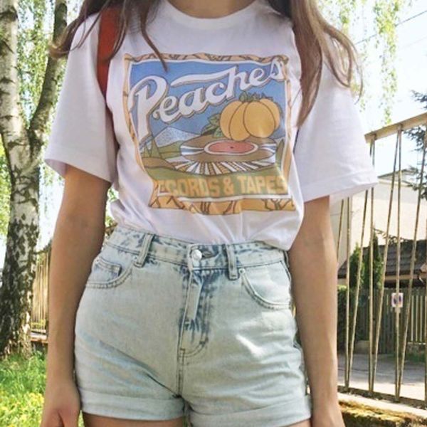 унисекс винтажной моды персики записывает ленты t-shirt стиляги grunge style graphic tee harajuku с коротким рукавом o-образным вырезом, White
унисекс винтажной моды персики записывает ленты t-shirt стиляги grunge style graphic tee harajuku с коротким рукавом o-образным вырезом, White