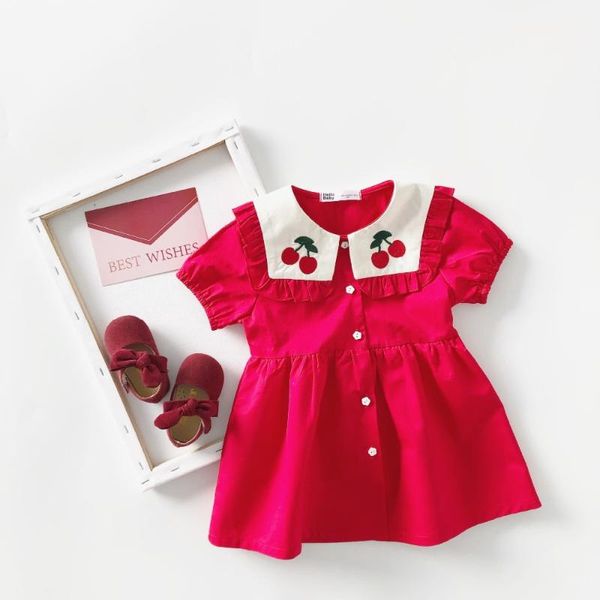 summer cherry embroidery baby girls princess dress cotton sailor collar toddler kids red dreses girls clothes, Red;yellow
summer cherry embroidery baby girls princess dress cotton sailor collar toddler kids red dreses girls clothes, Red;yellow