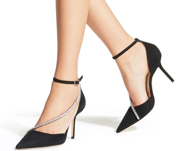 ss20 black suede sandals with crystal chain talika pump women pointed toe high heels ankle strap luxury party dress wedding eu35-40
ss20 black suede sandals with crystal chain talika pump women pointed toe high heels ankle strap luxury party dress wedding eu35-40