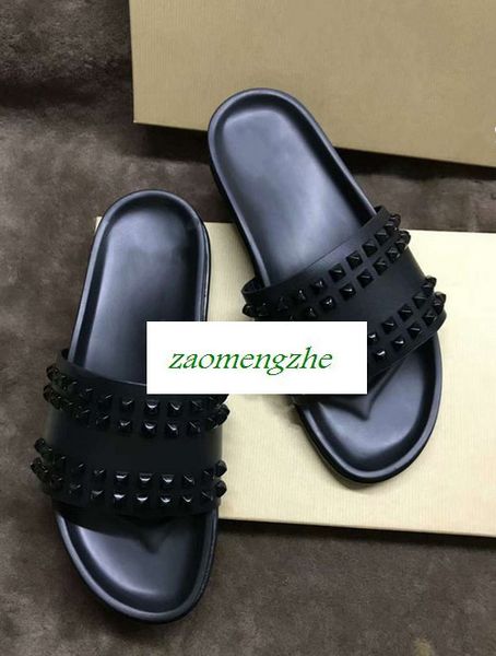 high-quality donna studded red bottom slippers designer red bottoms shoes men rivet junior spikes flatslippers, Black
high-quality donna studded red bottom slippers designer red bottoms shoes men rivet junior spikes flatslippers, Black