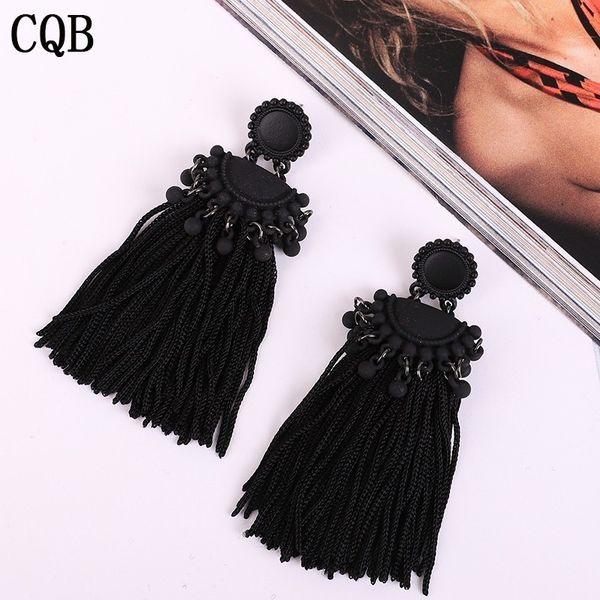 new fringed ladies earrings bohemian style long paragraph geometric fashion pendant gift statement black earrings female rope cc, Silver
new fringed ladies earrings bohemian style long paragraph geometric fashion pendant gift statement black earrings female rope cc, Silver