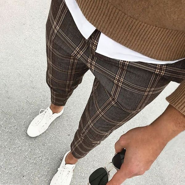 men pants male winter mid waist trousers slim fit bottoms casual plaid skinny, Black
men pants male winter mid waist trousers slim fit bottoms casual plaid skinny, Black