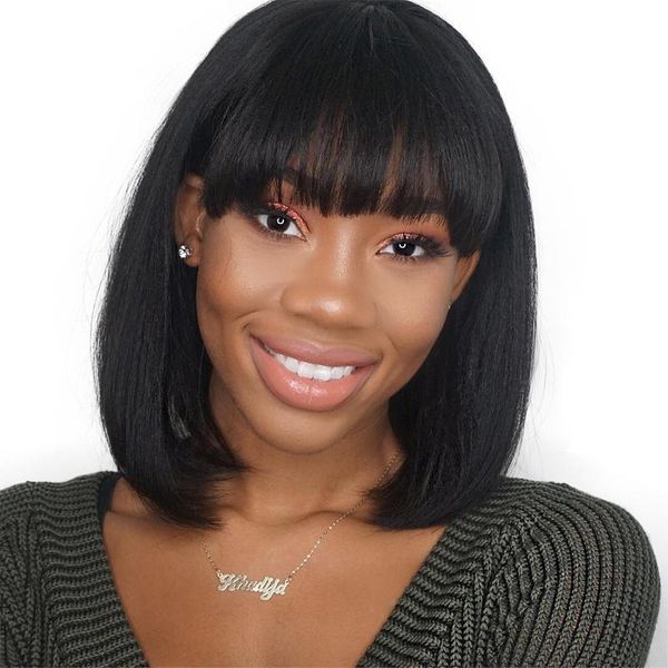 360 bob lace frontal wig pre plucked with baby hair straight short bob human hair wigs with bangs lace front wig remy, Black
360 bob lace frontal wig pre plucked with baby hair straight short bob human hair wigs with bangs lace front wig remy, Black