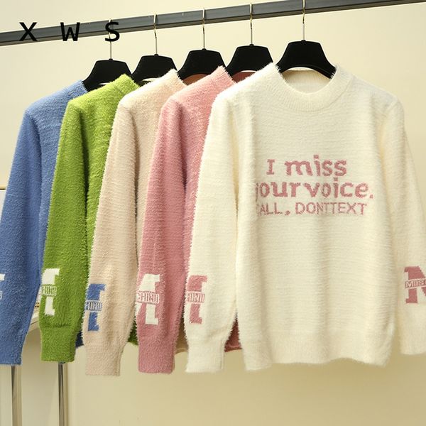women sweaters and pullovers 2019 autumn winter mohair o neck letters print pull jumpers chic oversized knitwear female pull, White;black
women sweaters and pullovers 2019 autumn winter mohair o neck letters print pull jumpers chic oversized knitwear female pull, White;black