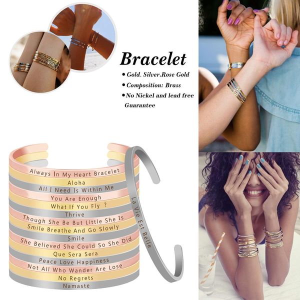inspirational quotes hand stamped cuff bangle women girl mantra bracelet personality gift for family and friend, Black
inspirational quotes hand stamped cuff bangle women girl mantra bracelet personality gift for family and friend, Black