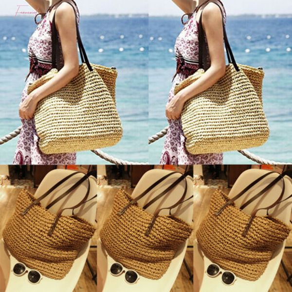 women lady summer beach vintage handmade knitted straw rattan bag large capacity shoulder bags
women lady summer beach vintage handmade knitted straw rattan bag large capacity shoulder bags