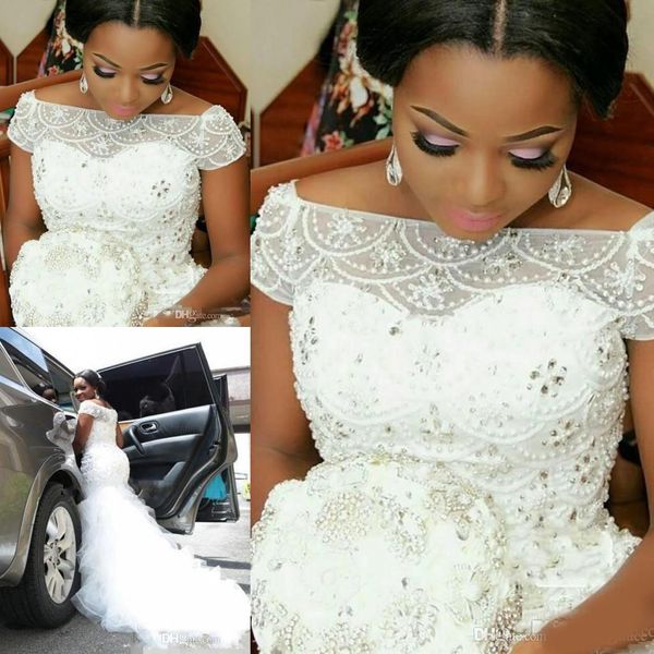 charming plus size arabic nigerian mermaid wedding dresses beading cap sleeve tulle ruffles mermaid bridal gowns, White
charming plus size arabic nigerian mermaid wedding dresses beading cap sleeve tulle ruffles mermaid bridal gowns, White