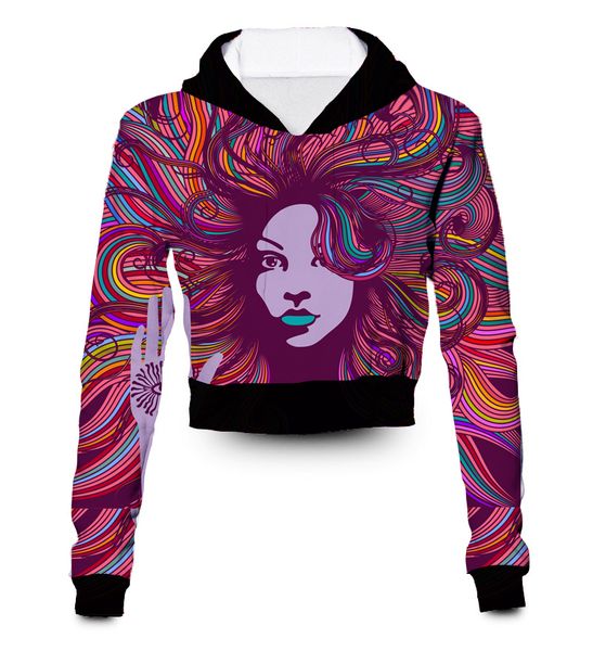 any color any printing custom made rainbow trippy lady 3d sublimation printing crop hoody hoodie plus size clothing, Black
any color any printing custom made rainbow trippy lady 3d sublimation printing crop hoody hoodie plus size clothing, Black
