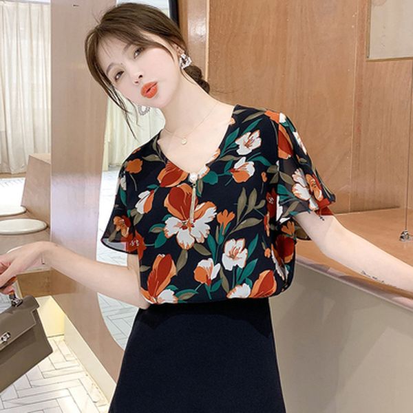 summer women fashion casual loose pullover short sleeve v-neck chiffon blouse office ladies elegant printed, White
summer women fashion casual loose pullover short sleeve v-neck chiffon blouse office ladies elegant printed, White