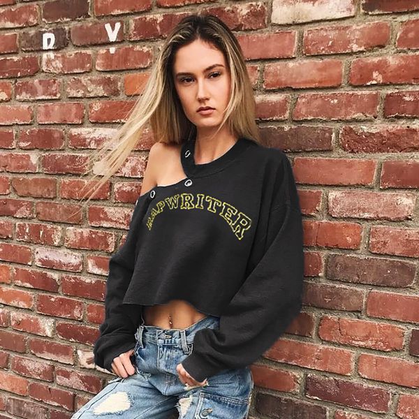 jsmy new women's unilateral off-the-shoulder letters embroidered loose halter long sleeves sweatshirt casual pullover top, Black
jsmy new women's unilateral off-the-shoulder letters embroidered loose halter long sleeves sweatshirt casual pullover top, Black