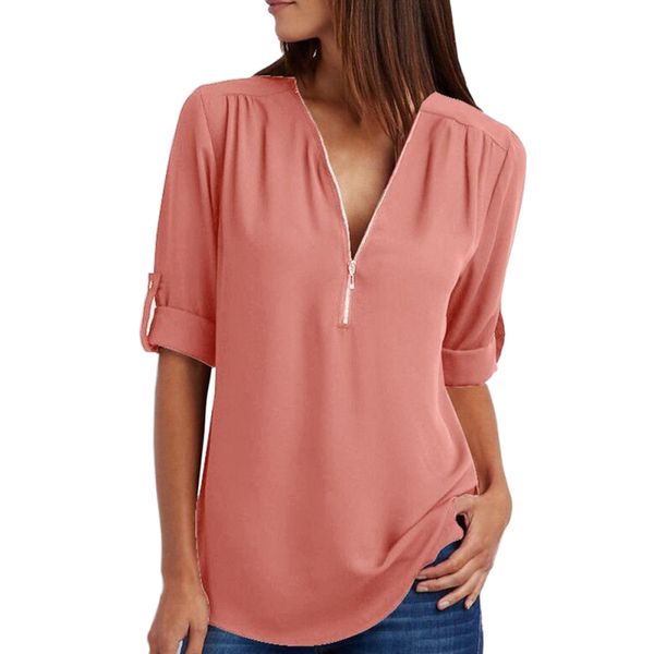 plus size 5xl female casual long sleeve blouses big size womens solid color loose chiffon shirts lady v-neck zipper blouse, White
plus size 5xl female casual long sleeve blouses big size womens solid color loose chiffon shirts lady v-neck zipper blouse, White