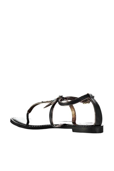 pearl genuine leather black women 's sandals 120130005451