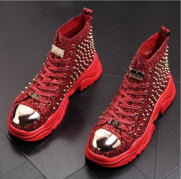 men's spikes shoes rivet platform designer shoes men's sneakers men casual shoes men high ankle boots chaussure homme, Black
men's spikes shoes rivet platform designer shoes men's sneakers men casual shoes men high ankle boots chaussure homme, Black