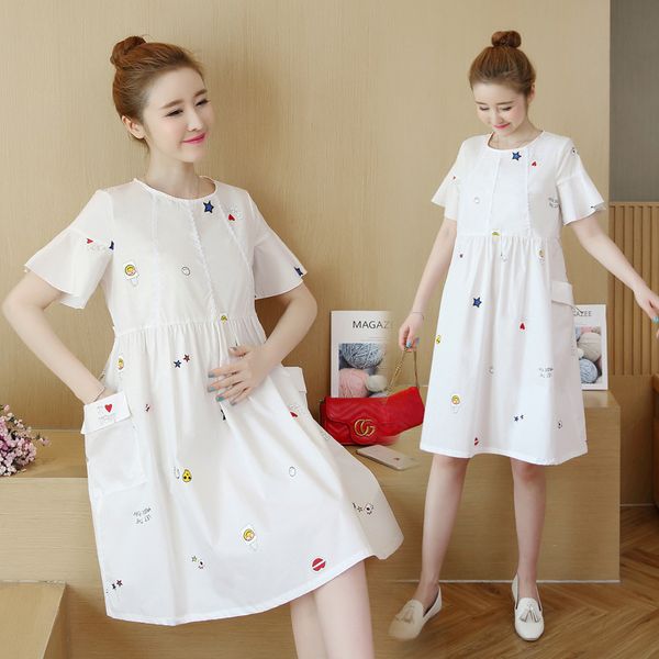 cotton maternity clothes summer 2020 fashion korean-style short sleeve loose and plus-sized dress, White
cotton maternity clothes summer 2020 fashion korean-style short sleeve loose and plus-sized dress, White