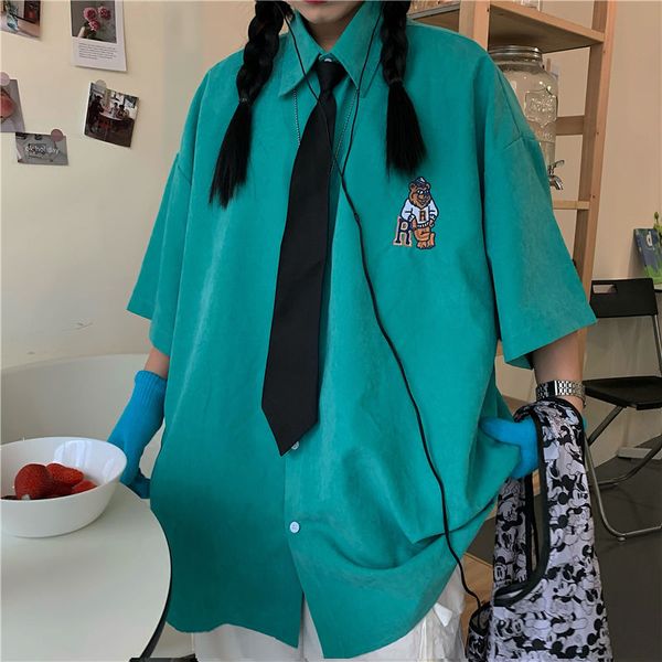5247-p42 casual solid color shirt embroidery simple cartoon student all-match duan xiu men's and women's fashion t, White;black
5247-p42 casual solid color shirt embroidery simple cartoon student all-match duan xiu men's and women's fashion t, White;black
