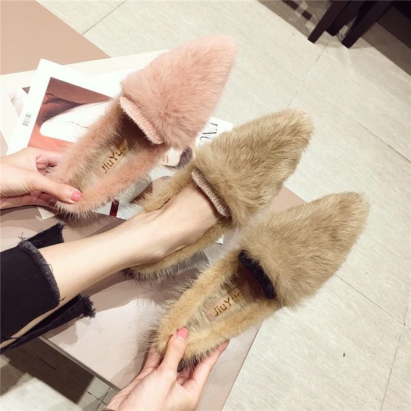 genuine fur warm flats pointed toe slip on moccasins plush winter warm women cotton shoes furry fur lazy loafers comfort, Black 
genuine fur warm flats pointed toe slip on moccasins plush winter warm women cotton shoes furry fur lazy loafers comfort, Black