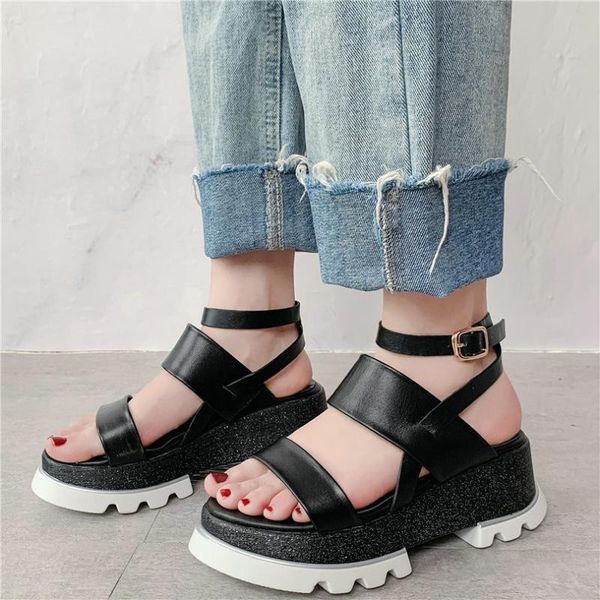 2020 creepers women ankle cross strap genuine leather platform wedges high heel gladiator sandals female open toe party pumps, Black
2020 creepers women ankle cross strap genuine leather platform wedges high heel gladiator sandals female open toe party pumps, Black