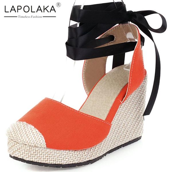 lapolaka new arrivals 2020 wholesale wedge high heels summer sandals woman shoes peep toe lace up mix color shoes women sandals, Black
lapolaka new arrivals 2020 wholesale wedge high heels summer sandals woman shoes peep toe lace up mix color shoes women sandals, Black