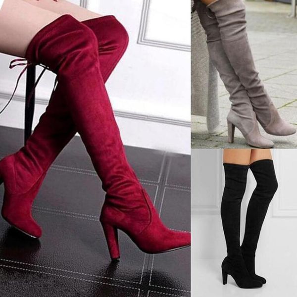 gzhouse women flock over the knee boots stretch winter boots pointed toe high heels thigh high black gray woman shoes
gzhouse women flock over the knee boots stretch winter boots pointed toe high heels thigh high black gray woman shoes