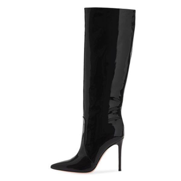 classic style women black patent leather long boots elegant pointed toe high thin heel knee high booties winter dress shoes
classic style women black patent leather long boots elegant pointed toe high thin heel knee high booties winter dress shoes