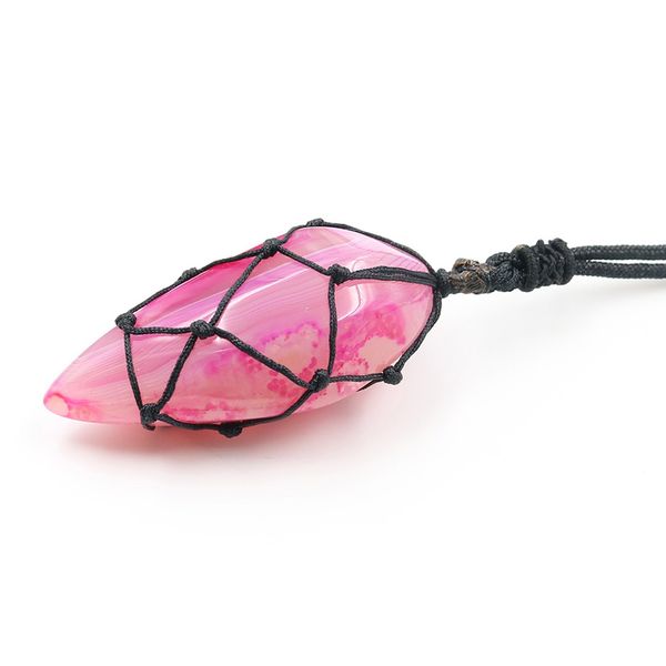 10 pcs handmade weave geometric stripe rose red agate pendant rock crystal necklace with rope chain jewelry, Silver
10 pcs handmade weave geometric stripe rose red agate pendant rock crystal necklace with rope chain jewelry, Silver