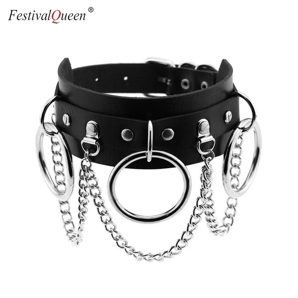 festivalqueen women handmade oversized choker necklace fetish o round metal chain leather collar bondage harness necklace, Silver
festivalqueen women handmade oversized choker necklace fetish o round metal chain leather collar bondage harness necklace, Silver