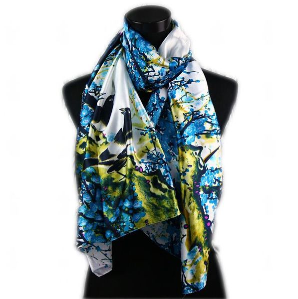 1pcs white women's fashion satin blue magpie plum in flower oil painting long wrap shawl beach silk scarf 160x50cm, Blue;gray
1pcs white women's fashion satin blue magpie plum in flower oil painting long wrap shawl beach silk scarf 160x50cm, Blue;gray