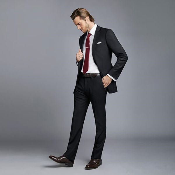 new custom slim fit black men suits business prom wear wedding groom tuxedos 2 pieces (jacket+pants) bridegroom suits man blazer 282, Black;gray 
new custom slim fit black men suits business prom wear wedding groom tuxedos 2 pieces (jacket+pants) bridegroom suits man blazer 282, Black;gray