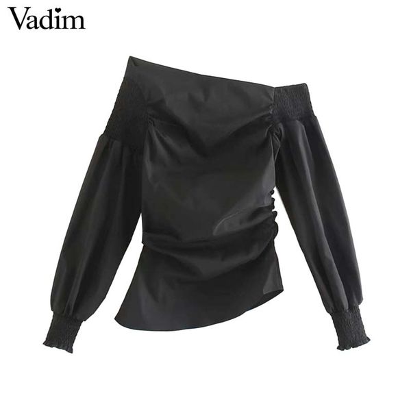 vadim women stylish single shoulder black blouse long sleeve solid shirt female office wear silm fits blusas lb631, White
vadim women stylish single shoulder black blouse long sleeve solid shirt female office wear silm fits blusas lb631, White