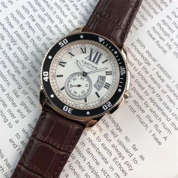 40mm new fashion automatic date men's watch luxury leather strap sports fashion stainless steel quartz brand watch, Slivery;brown
40mm new fashion automatic date men's watch luxury leather strap sports fashion stainless steel quartz brand watch, Slivery;brown