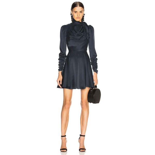 2018 autumn/fall luxury braand runway designer fashion turtleneck bow lace-up ribbon slim dress office lady vestidos, White;black
2018 autumn/fall luxury braand runway designer fashion turtleneck bow lace-up ribbon slim dress office lady vestidos, White;black