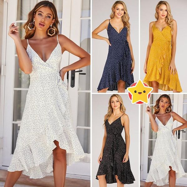 women's ladies casual v neck lace up high waist harness sleeveless irregular holiday backless polka dot ruffles midi dress, Black;gray
women's ladies casual v neck lace up high waist harness sleeveless irregular holiday backless polka dot ruffles midi dress, Black;gray