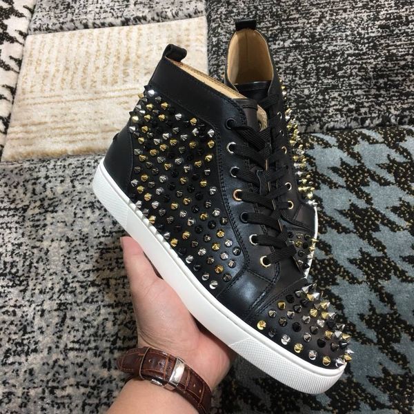 2019 new brand designer casual shoes high-lack leather multi-color spikes for men s and women s designer sneakers shoes, Black
2019 new brand designer casual shoes high-lack leather multi-color spikes for men s and women s designer sneakers shoes, Black