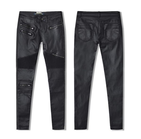w-yunna new fashion imitation denim slim leggings for women black motorcycle streetwear pants folds zippers pu leather pants, Black;white
w-yunna new fashion imitation denim slim leggings for women black motorcycle streetwear pants folds zippers pu leather pants, Black;white