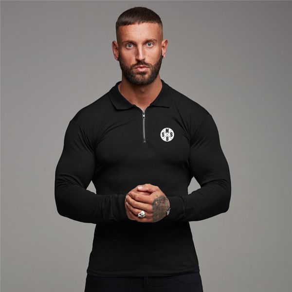 shirt breathable poloshirt fitness long sleeve clothing turn over cotton slim fit zipper polo gym muscleguys bodybuilding mens collar ngeim, Black
shirt breathable poloshirt fitness long sleeve clothing turn over cotton slim fit zipper polo gym muscleguys bodybuilding mens collar ngeim, Black