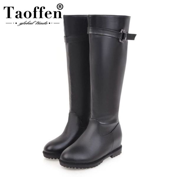 taoffen simple buckle women knee high boots pu leather round toe flats shoes winter warm women knight boots plus size 34-45, Black
taoffen simple buckle women knee high boots pu leather round toe flats shoes winter warm women knight boots plus size 34-45, Black