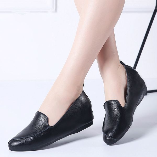 2020 autumn women ballerina flats shoes women genuine leather shoes slip on loafers high increase heel, Black
2020 autumn women ballerina flats shoes women genuine leather shoes slip on loafers high increase heel, Black