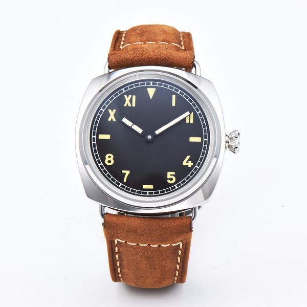 47mm black dial mechanical movement 316l stainless steel case leather strap 6497 watch 58-4, Slivery;brown
47mm black dial mechanical movement 316l stainless steel case leather strap 6497 watch 58-4, Slivery;brown
